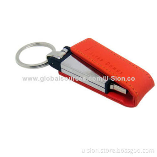 OEM and Free Stamp Logo Leather 1-64GB USB Flash Drive for Promotional Gifts, Password Protection